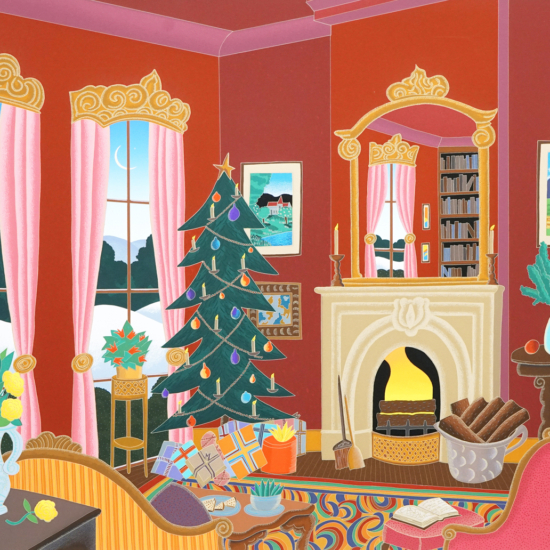 トーマス・マックナイトの絵画作品　タイトルは、コネチカットクリスマス